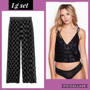 Victoria secret dot mesh pant satin dot tank Sz lg